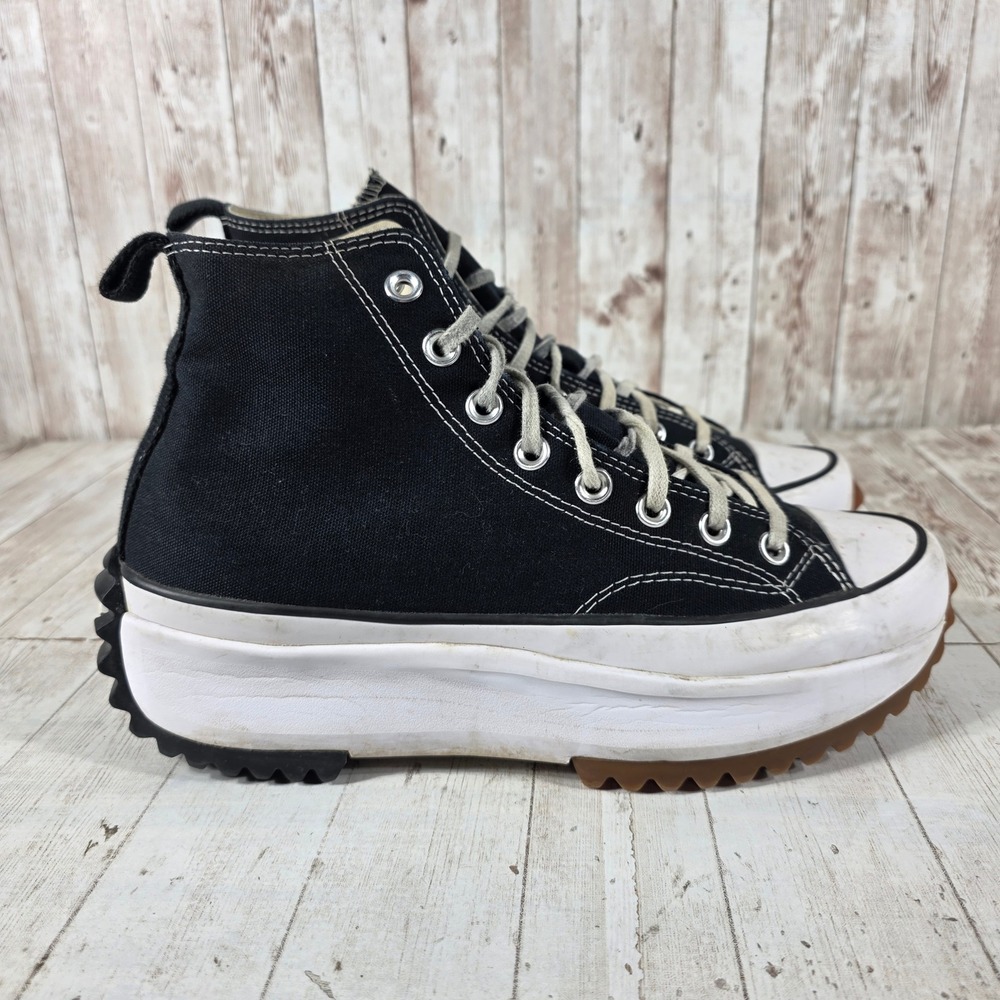 Converse Run Star Hike High Top Black White Gum Platform Sneakers 166800C W10.5